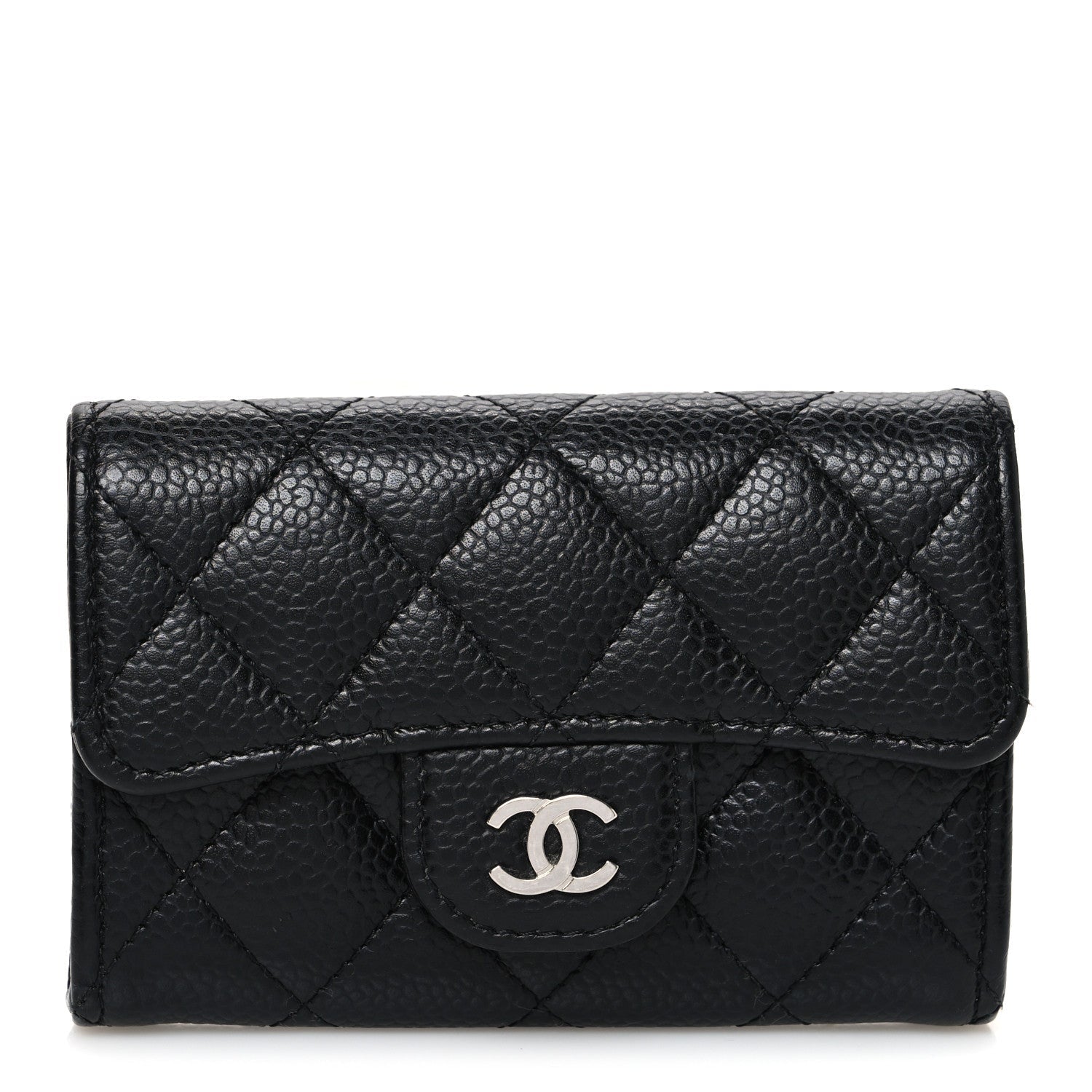 Caviar Quilted Flap  Holder Black