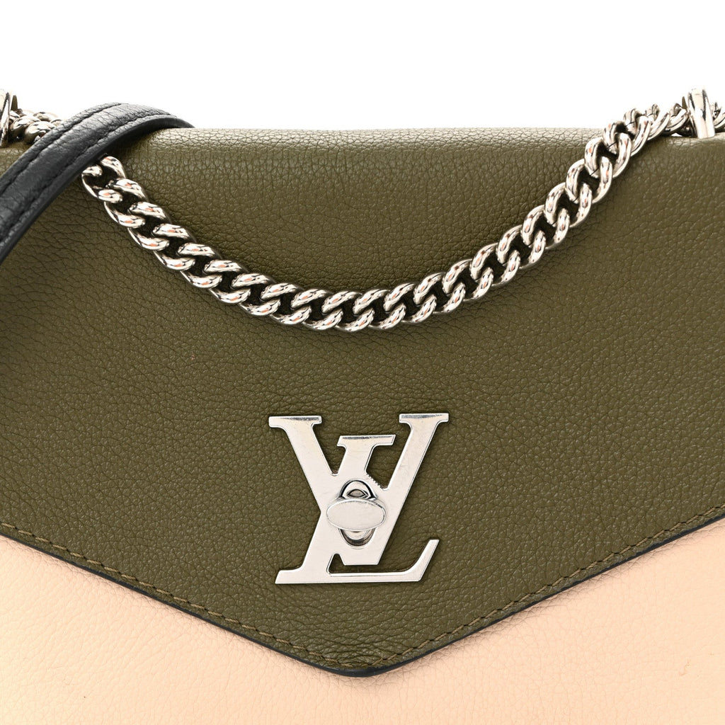 Soft Calfskin Mylockme Chain Bag BB Smokey Brown Green