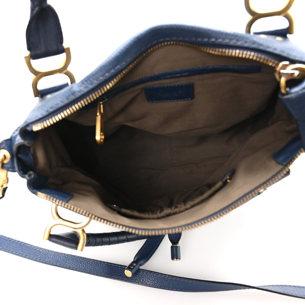 Calfskin Medium Marcie Satchel Royal Navy