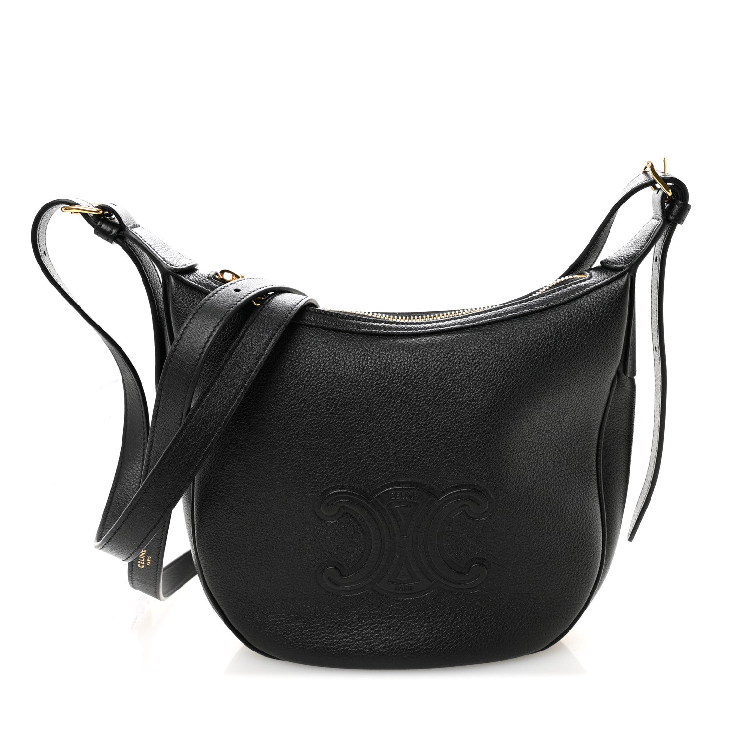 Supple Calfskin Cuir Triomphe Small Heloise Shoulder Bag Black