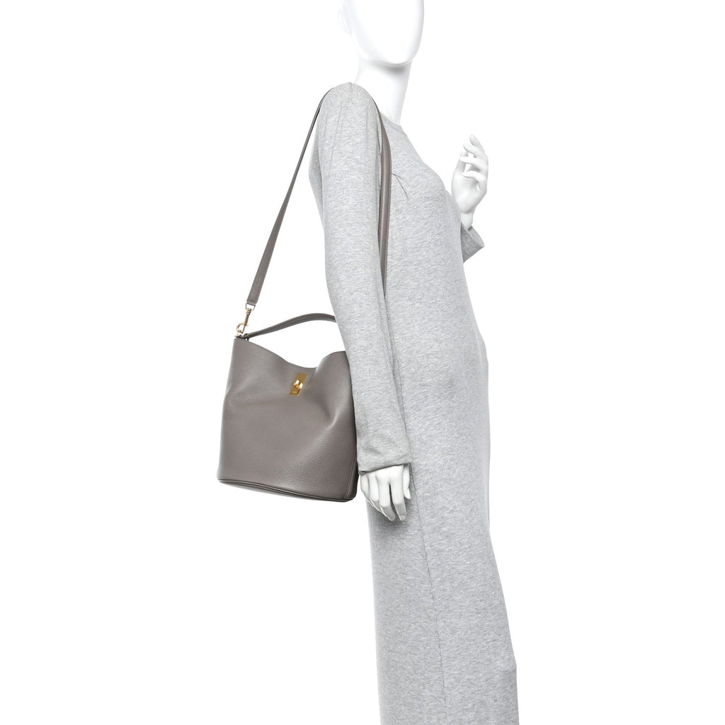 Supple Grained Calfskin Bucket 16 Bag Pebble