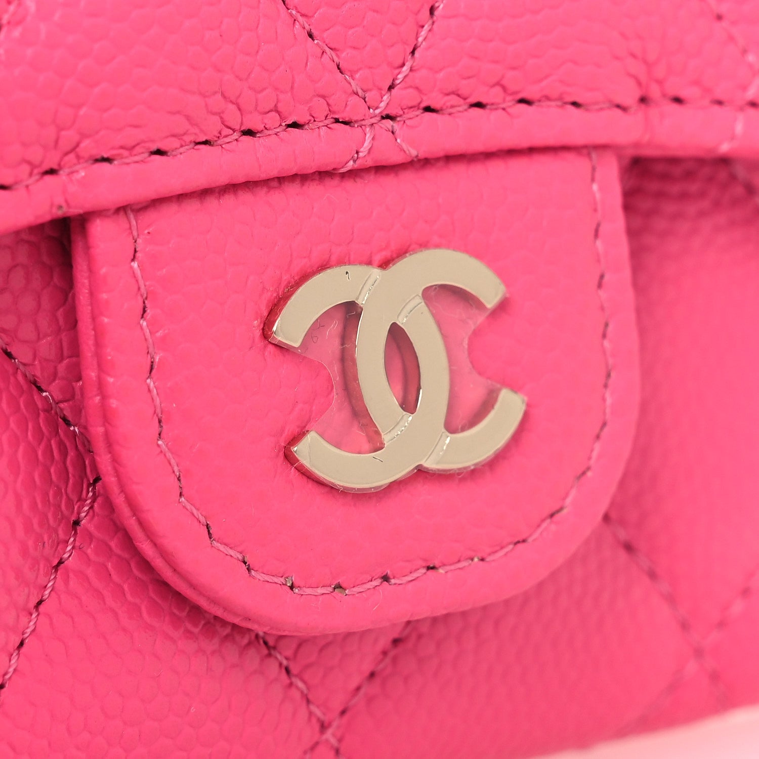 Caviar Quilted Flap  Holder Wallet Pink
