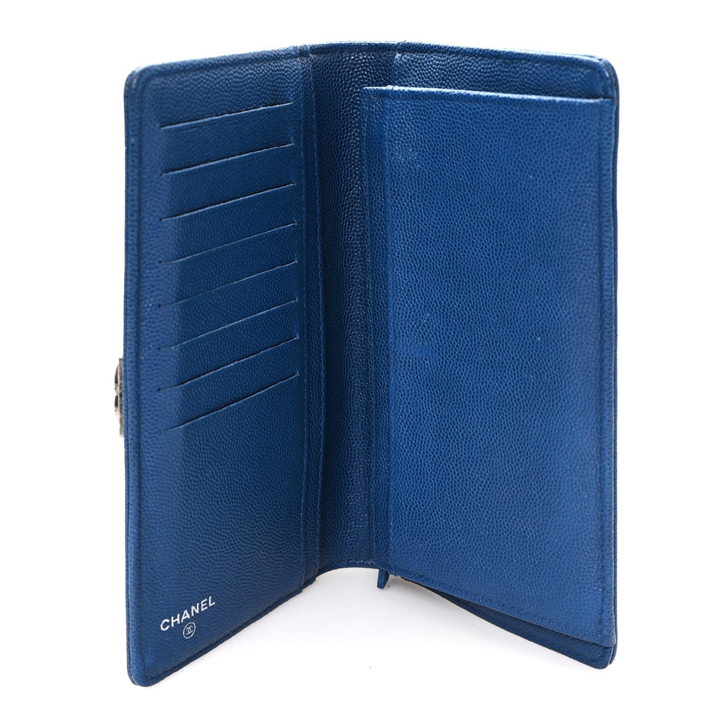 Caviar Quilted Boy Yen Wallet Blue