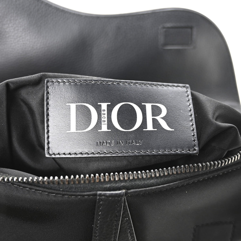 Nylon Grained Calfskin Saddle Bag Black Multicolor
