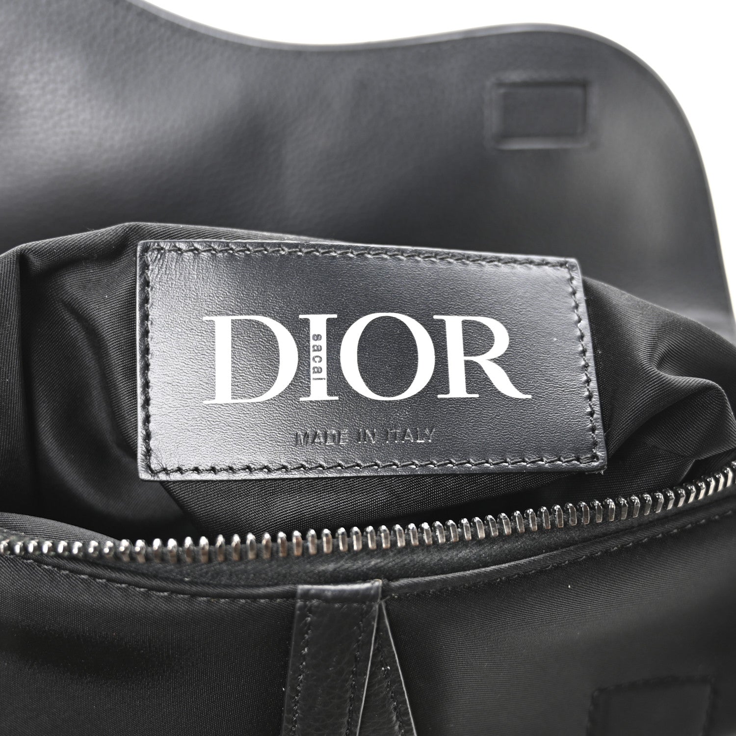 Nylon Grained Calfskin Saddle Bag Black Multicolor