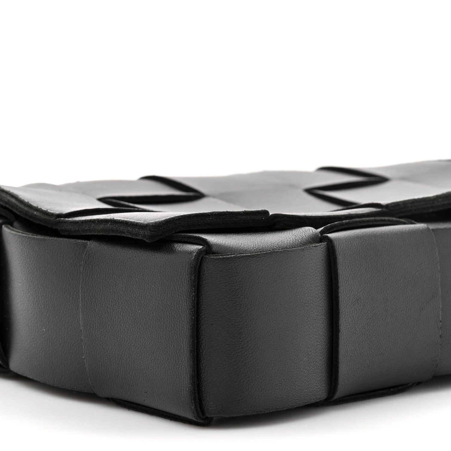 Lambskin Maxi Intrecciato Cassette Crossbody Bag Black