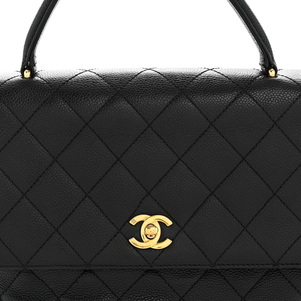 Caviar Quilted Jumbo Kelly Flap Black
