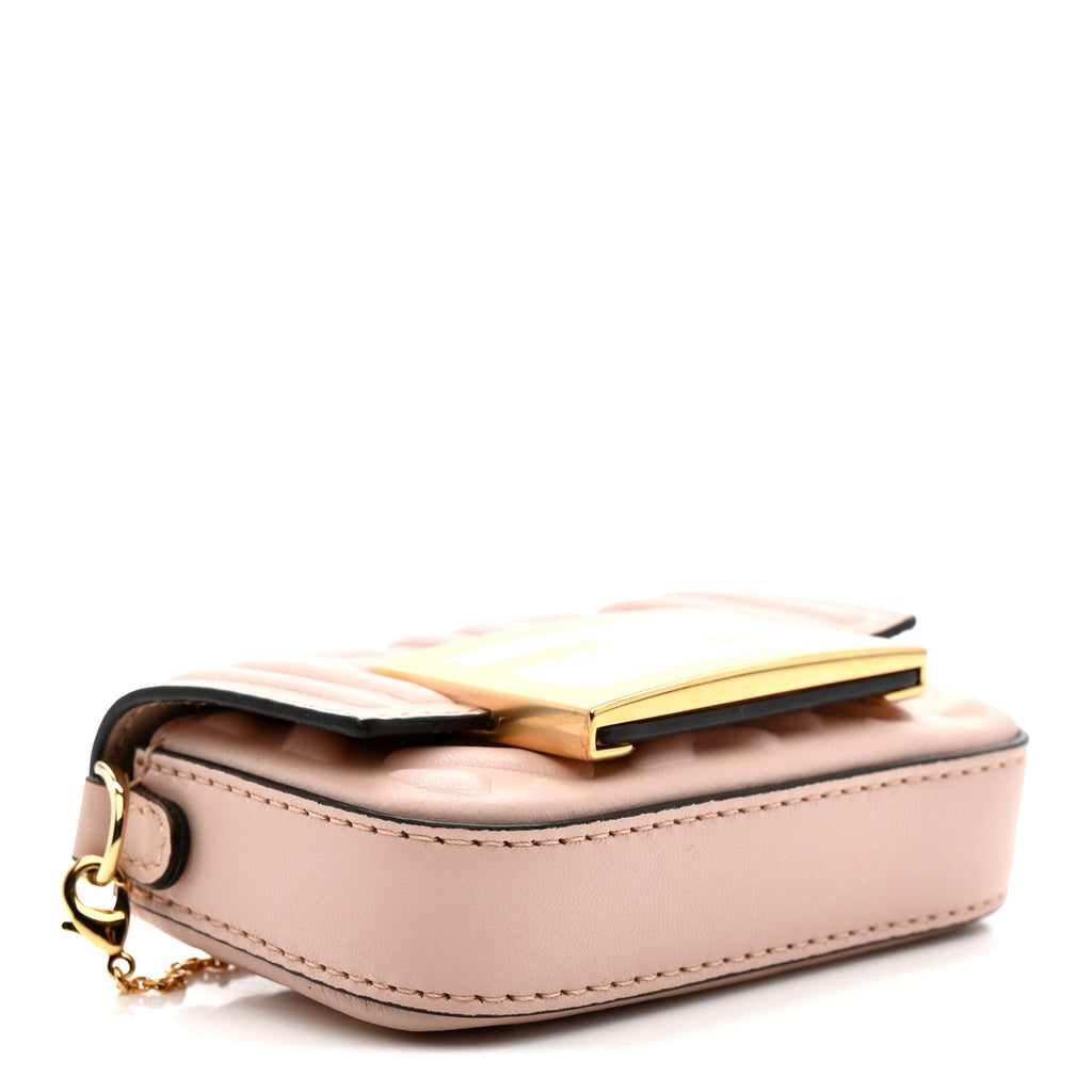 Nappa Matisse FF Embossed Nano Maxi Buckle Baguette Charm Rosa Quarzo
