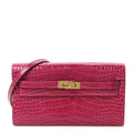 Shiny Alligator Kelly Wallet To Go Rose Scheherazade
