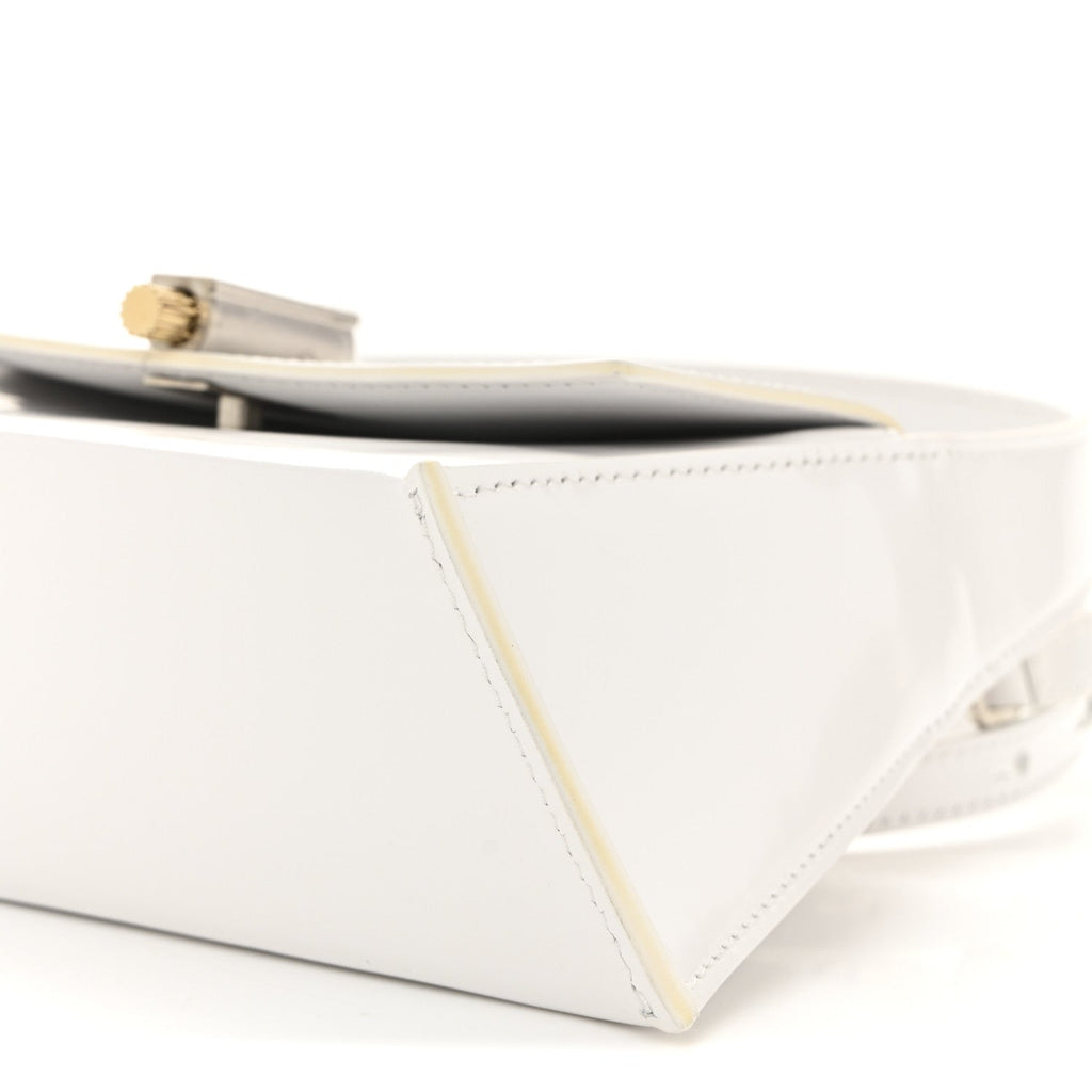 Brushed Calfskin Mini Geometric Prisma Shoulder Bag Optic White