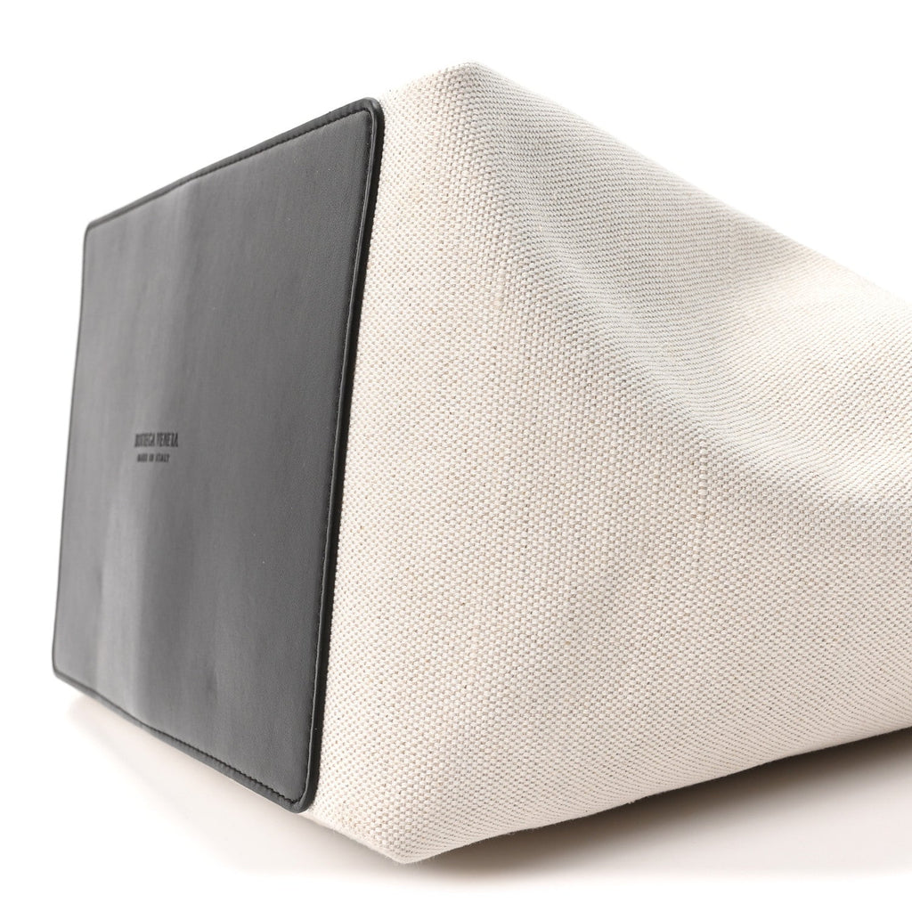 Canvas Mix Nappa Intrecciato Flip Flap Tote Natural Fondant