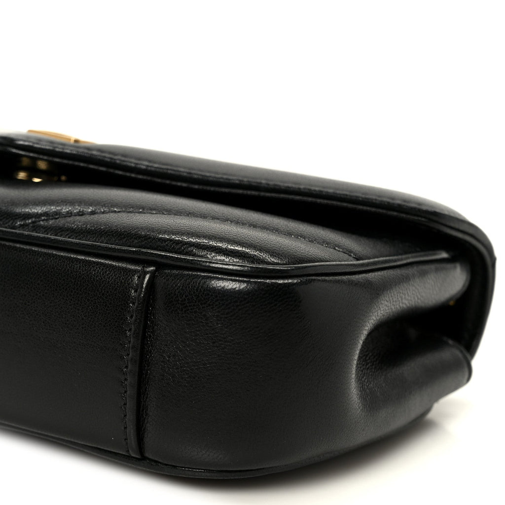 Lambskin Chevron Quilted Mini Loulou Black