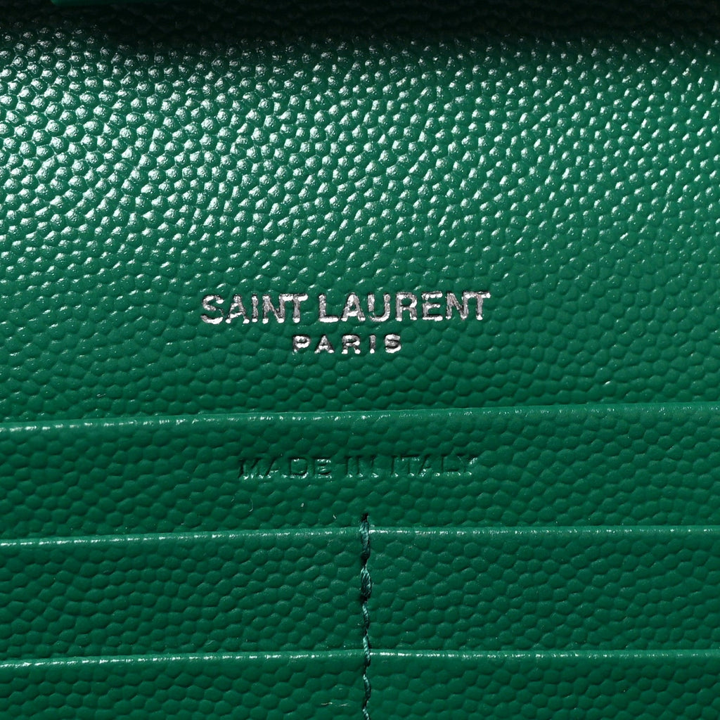Grain De Poudre Mixed Matelasse Triquilt Monogram Chain Wallet Green Field