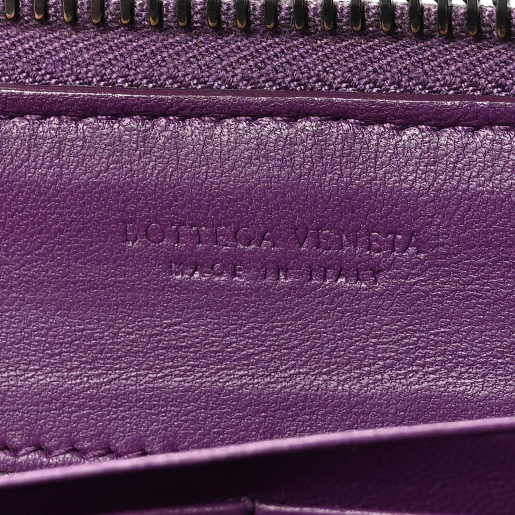 Nappa Intrecciato Zip Around Wallet Aubergine