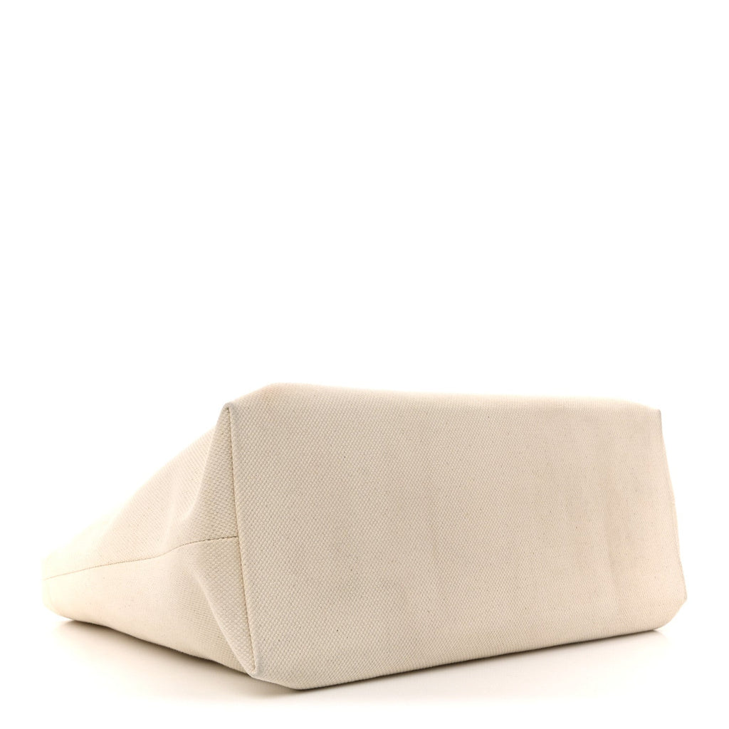 Canvas Calfskin Horizontal Cabas Natural Tan