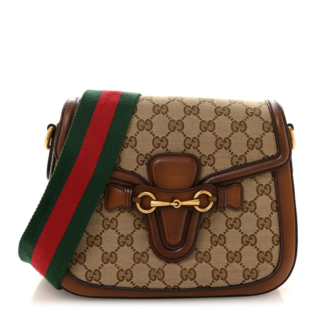 Monogram Medium Lady Web Shoulder Bag Beige Cuir