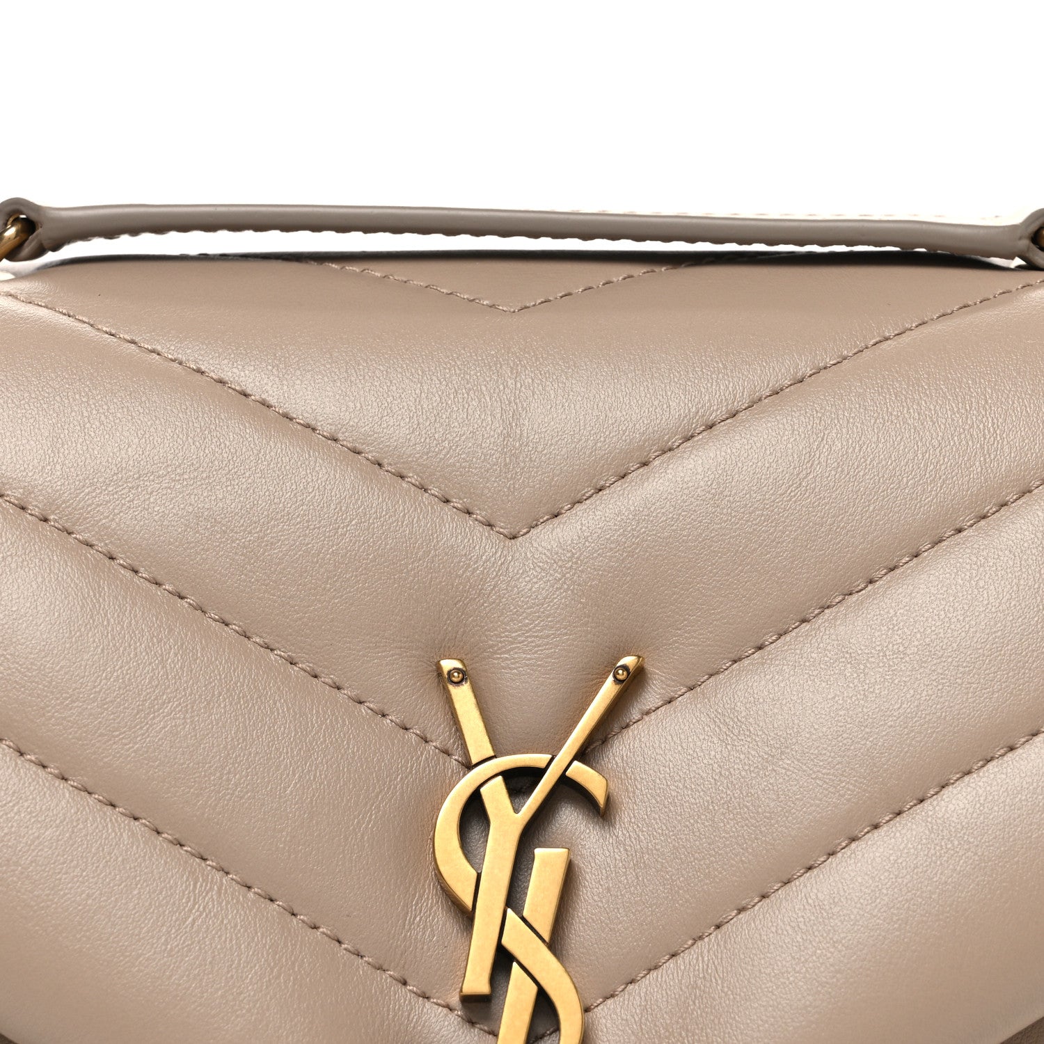 Calfskin Y Quilted Monogram Small Loulou Chain Satchel Dark Beige