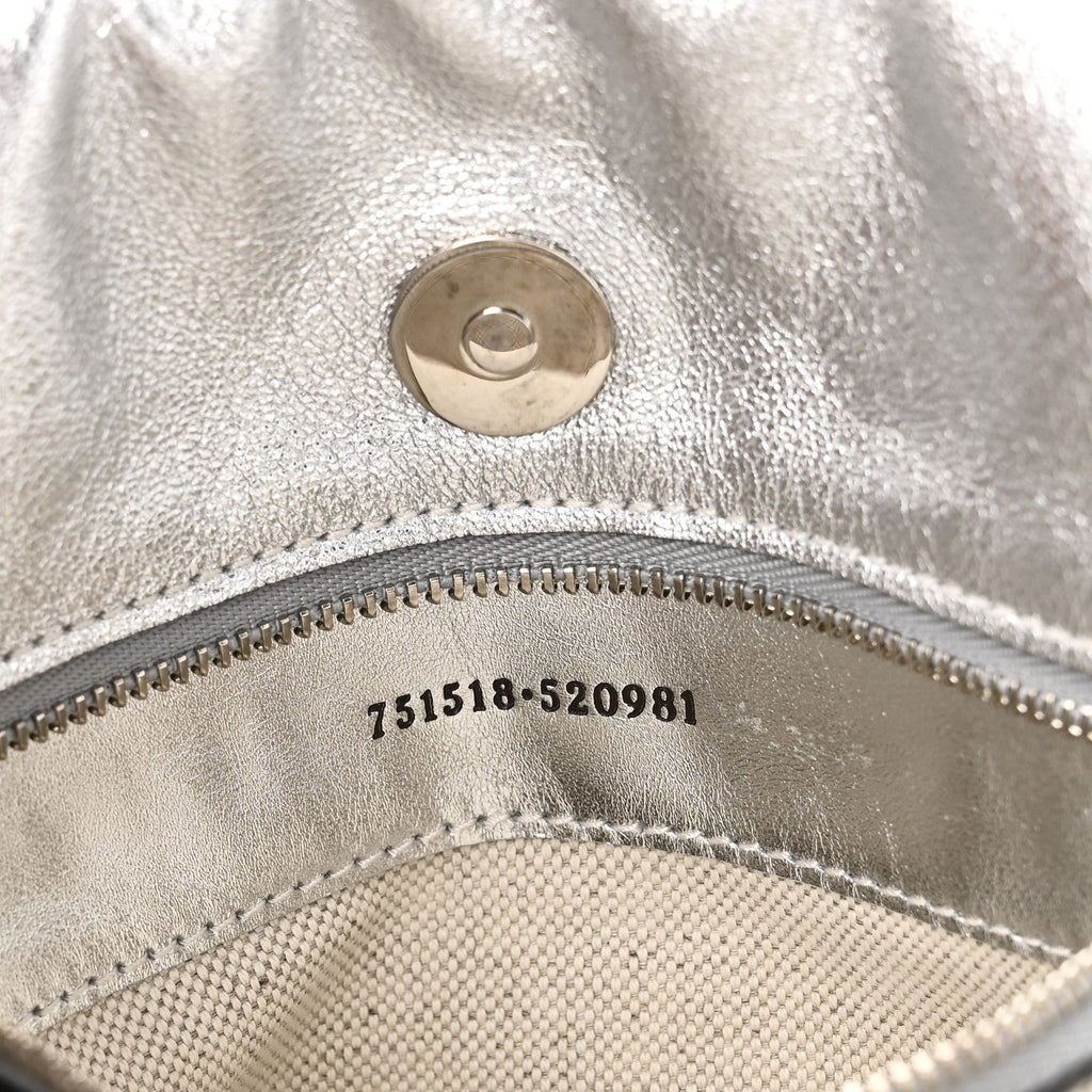 Sakai Be Green Calfskin Diagonal Stitched Small Blondie Tote Silver