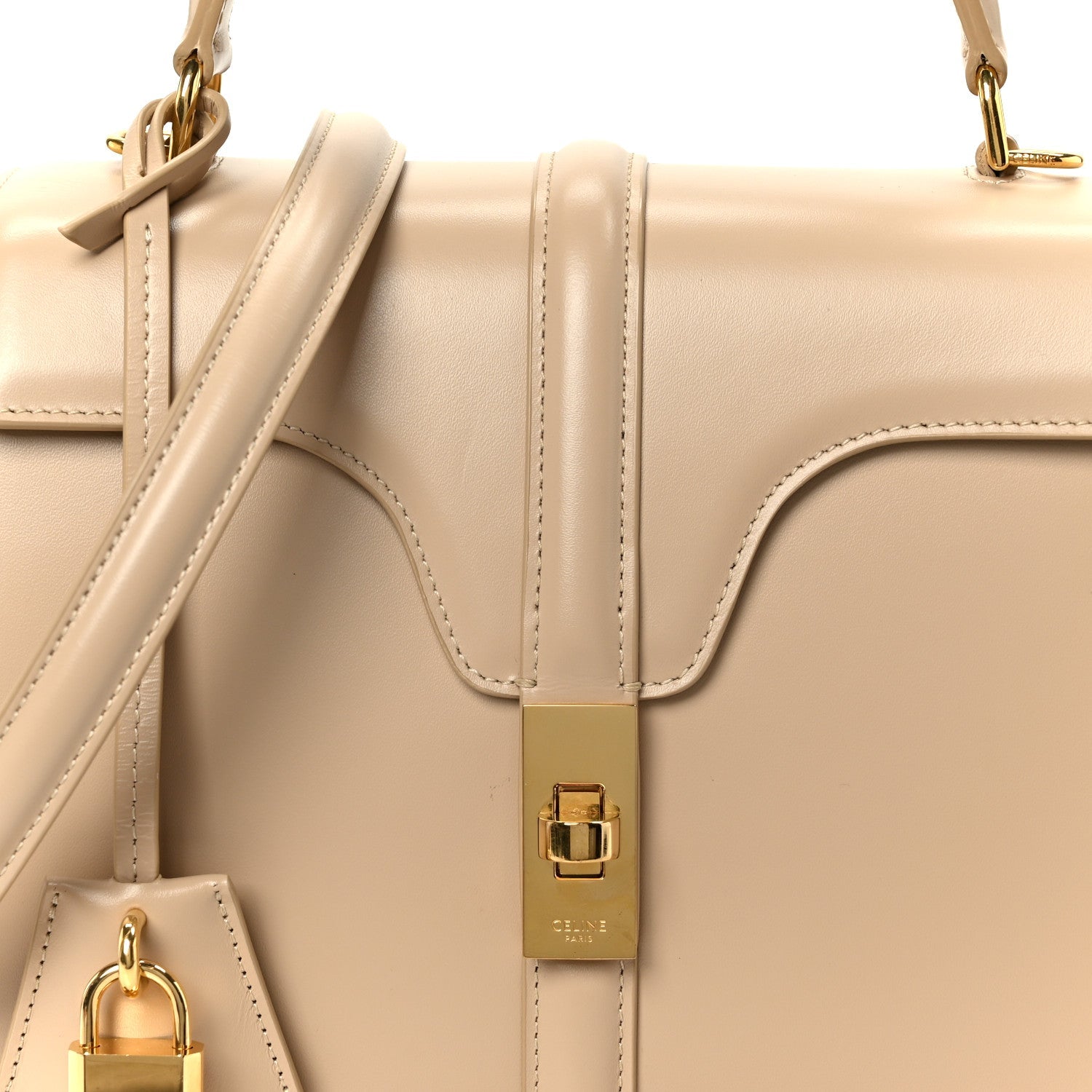 Satinated Calfskin Small 16 Top Handle Bag Nude