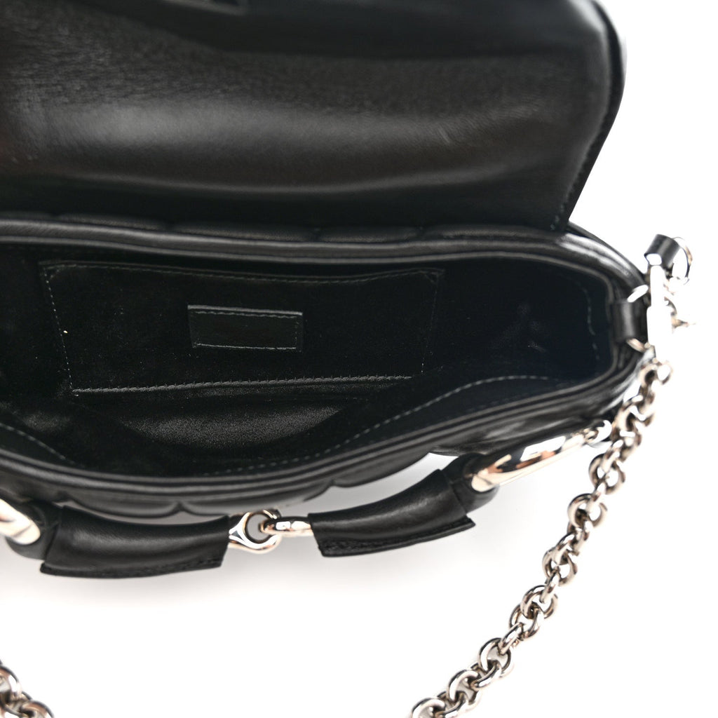 Nappa Vertical Matelasse Small Maxi Horsebit Chain Shoulder Bag Black