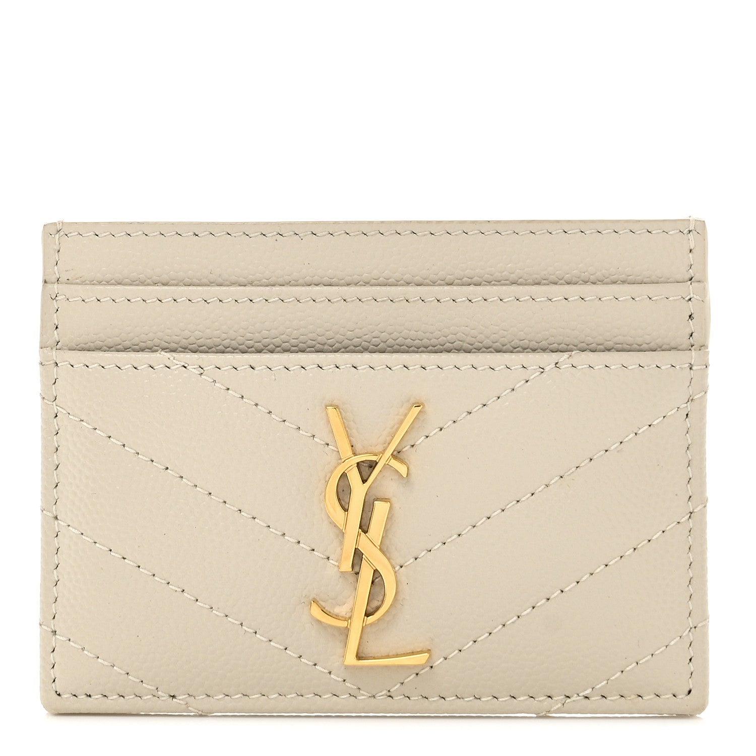 Grain De Poudre Matelasse Chevron Monogram Credit  Case Crema Soft