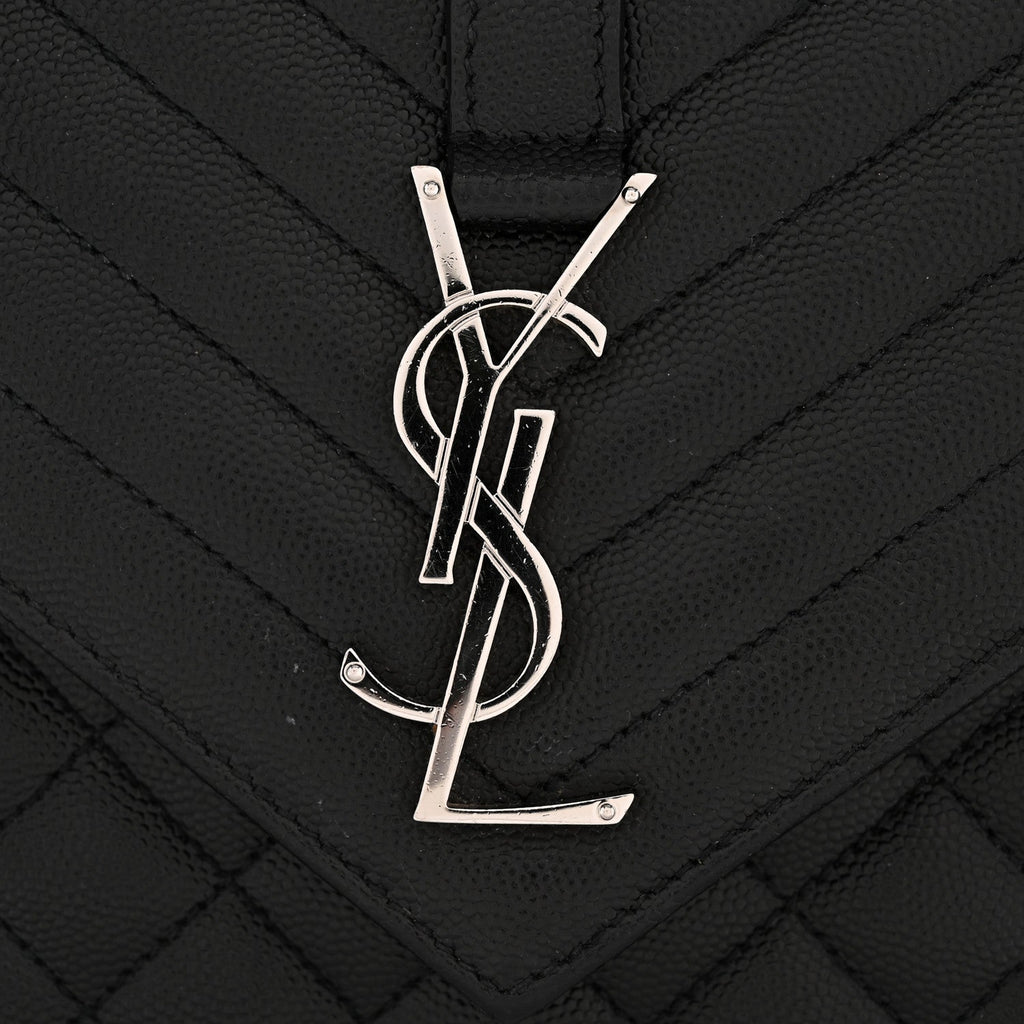 Grain De Poudre Textured Mixed Matelasse Triquilt Medium Monogram Satchel Black