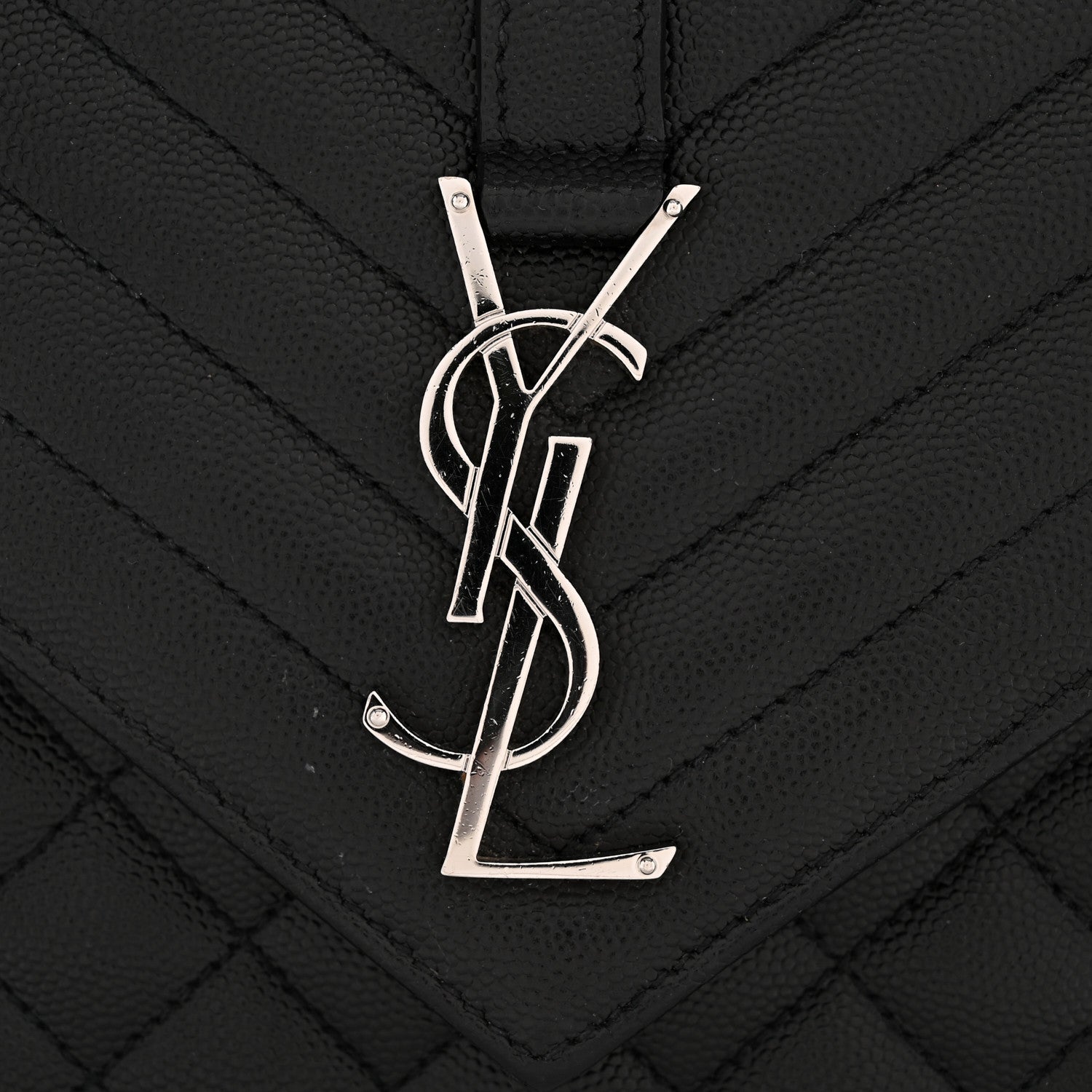 Grain De Poudre Textured Mixed Matelasse Triquilt Medium Monogram Satchel Black