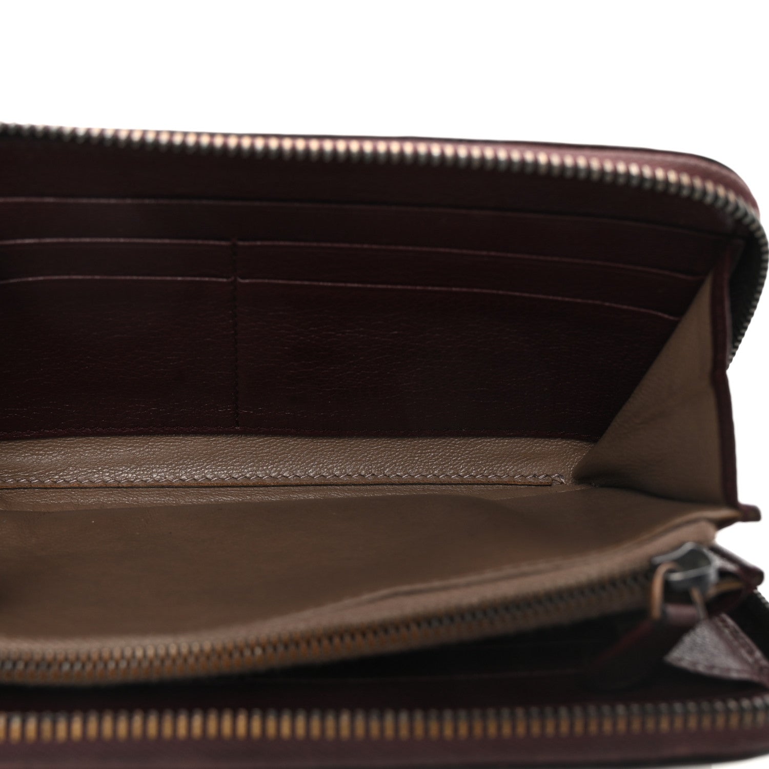 Grained Calfskin Zip Around Wallet Burgundy Black