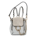 Suede Calfskin Mini Faye Backpack Silver Blue