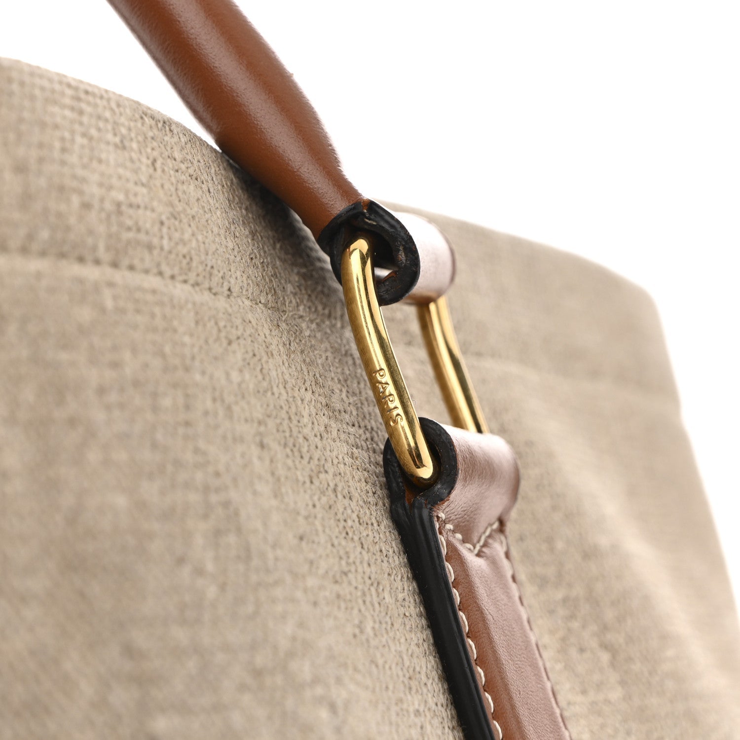 Canvas Calfskin Paris Horizontal Cabas Tan