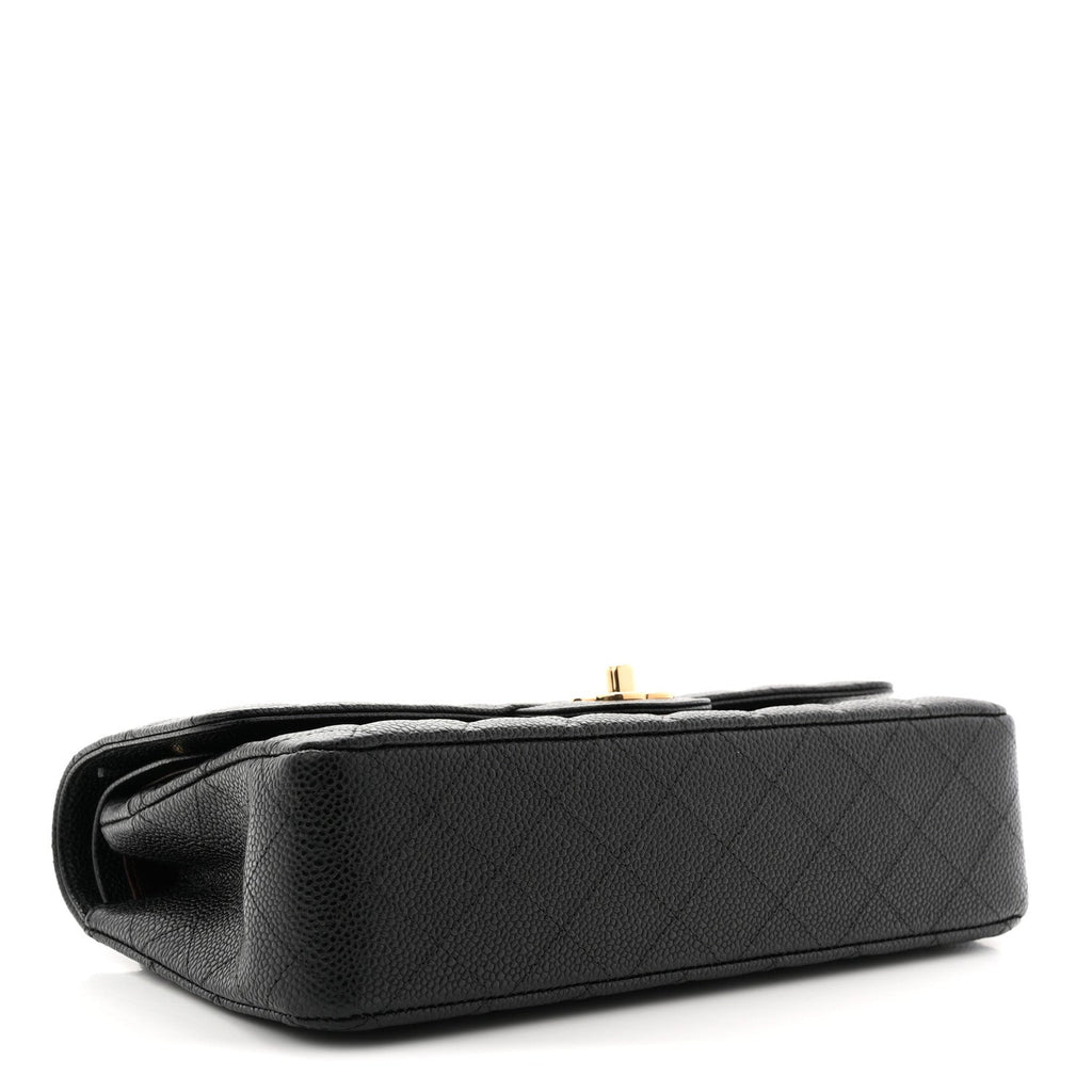 Caviar Quilted Medium Double Flap Black