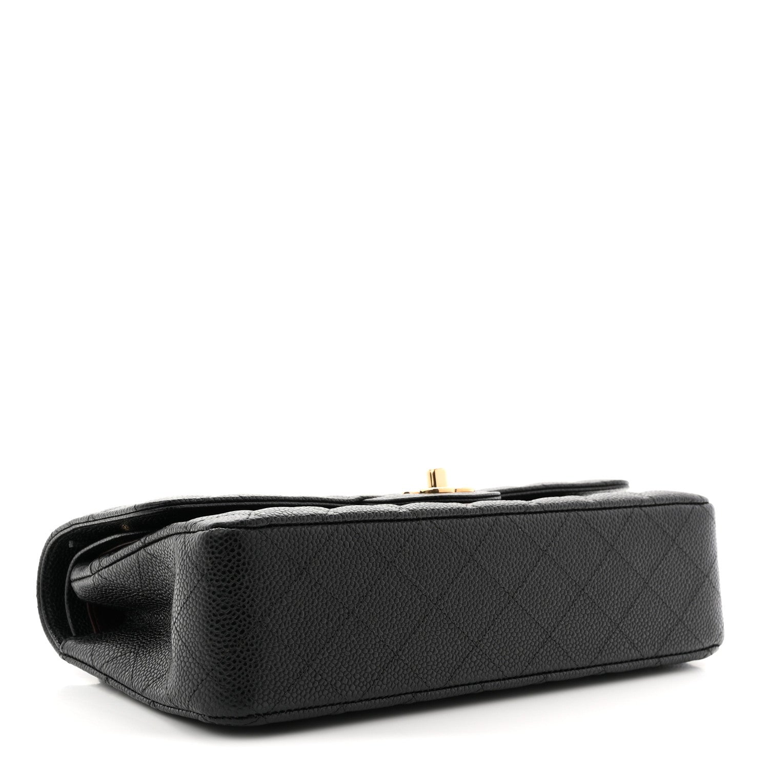 Caviar Quilted Medium Double Flap Black
