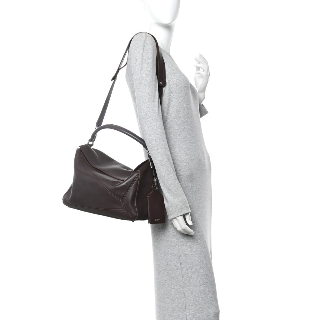Nappa Lambskin Large Featherlight Puzzle Bag Dark Chestnut