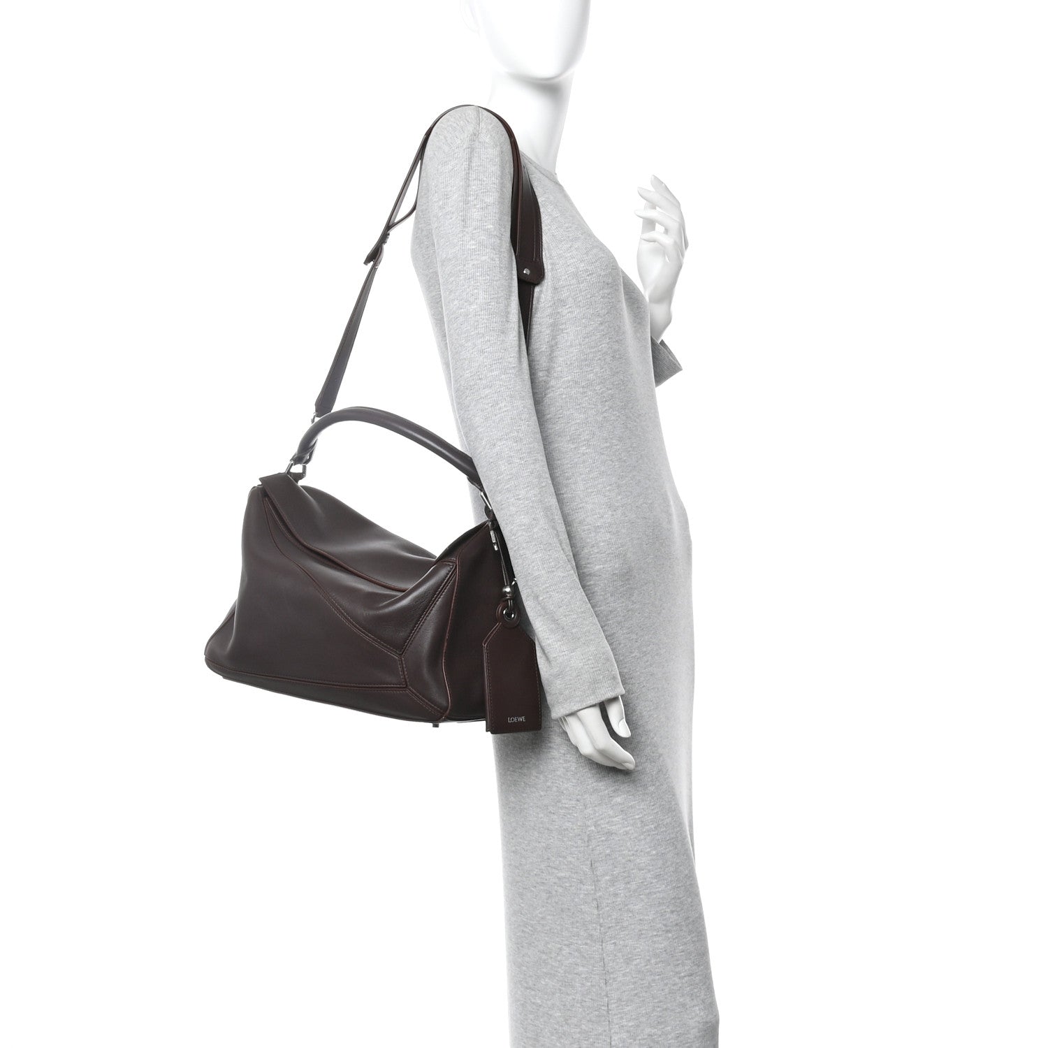 Nappa Lambskin Large Featherlight Puzzle Bag Dark Chestnut