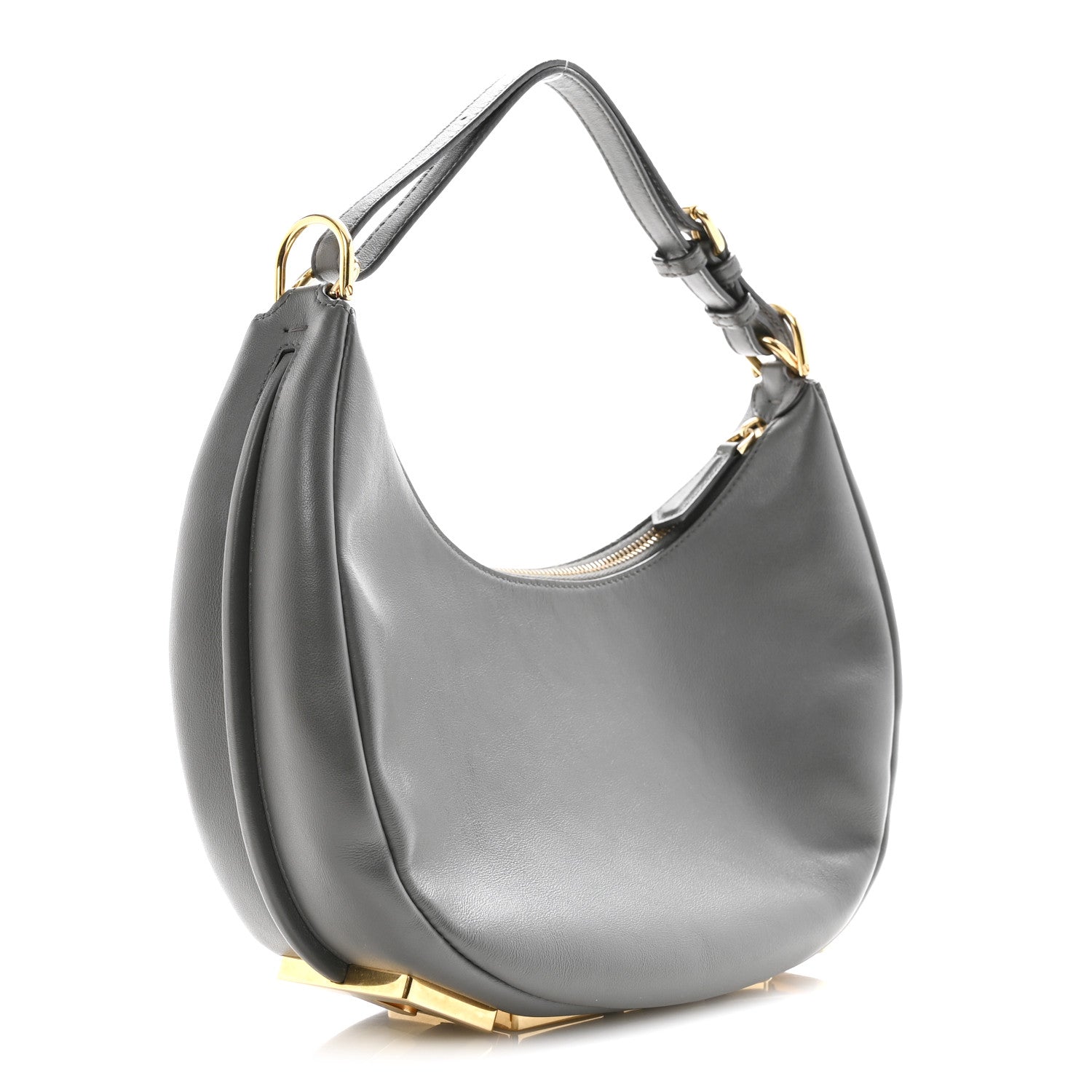 Vitello Grace Matte Small Fendigraphy Hobo Bag Anthracite