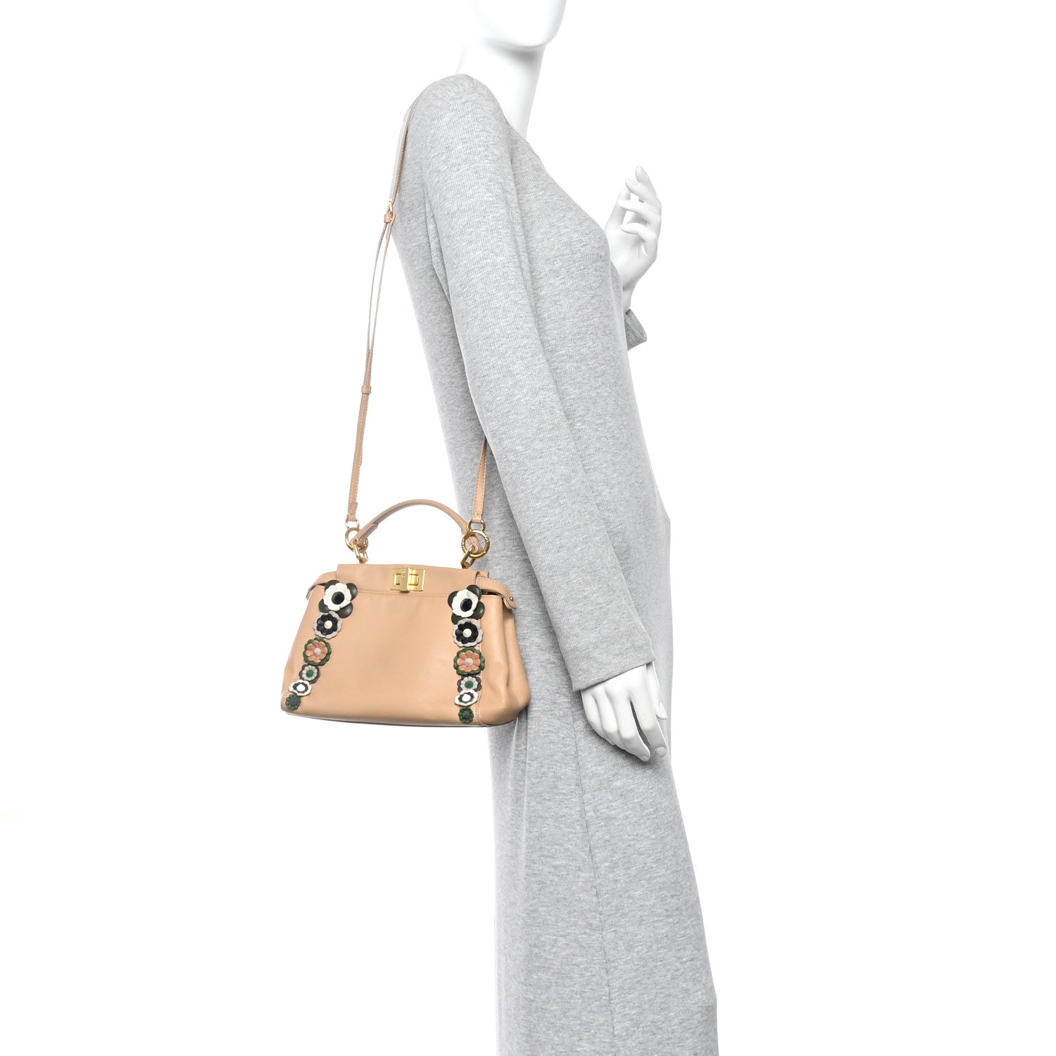 Nappa Flowerland Mini Peekaboo Iconic Satchel Miele Scuro