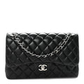 Lambskin Quilted Jumbo Double Flap Black