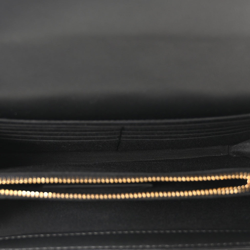 Lambskin Quilted Medusa Wallet On Chain Crossbody Black