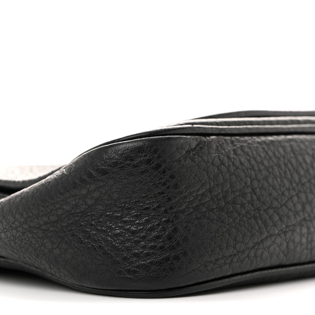 Pebbled Calfskin Small Soho Flap Crossbody Black