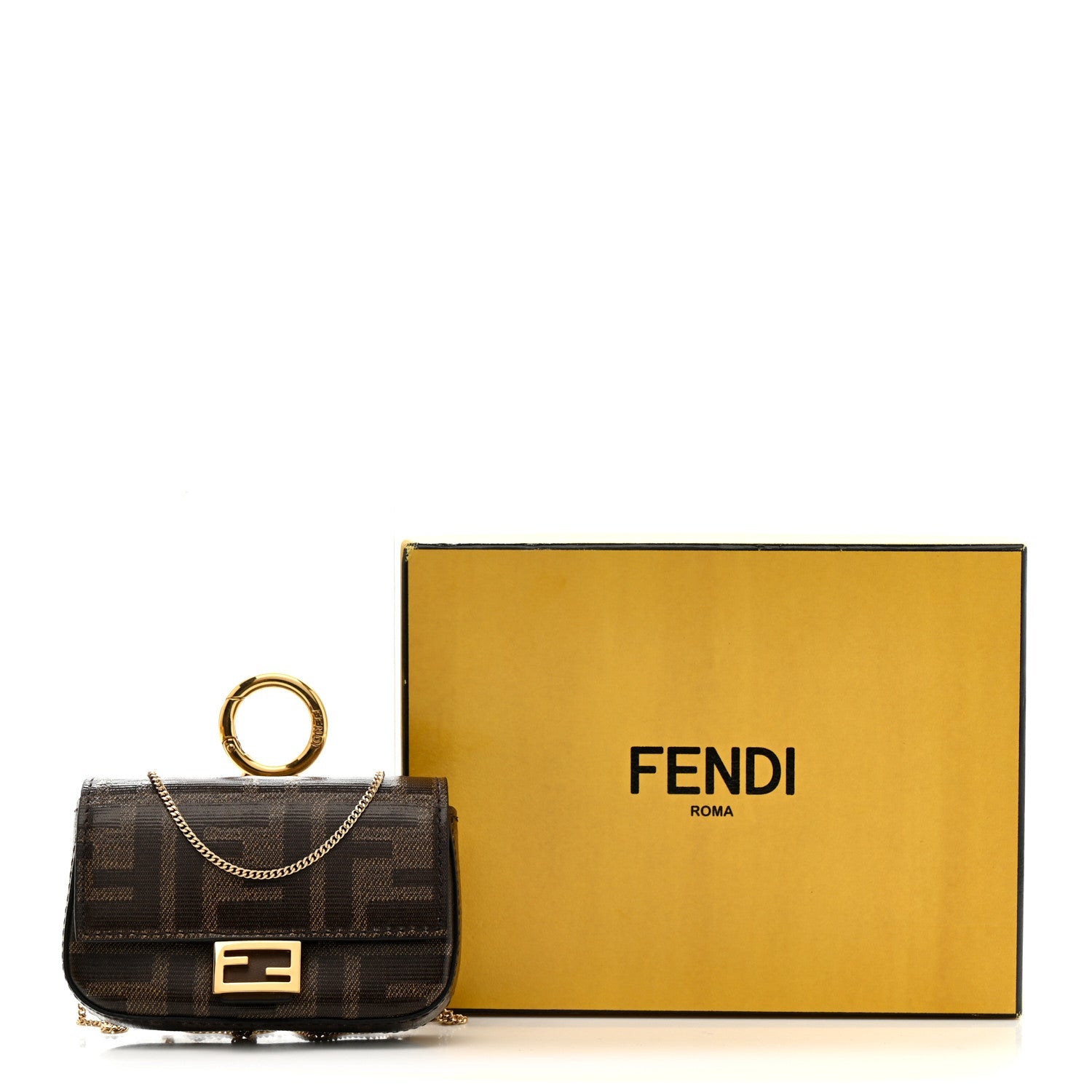 Glazed Fabric FF 1974 Nano Baguette Charm Mogano Panna
