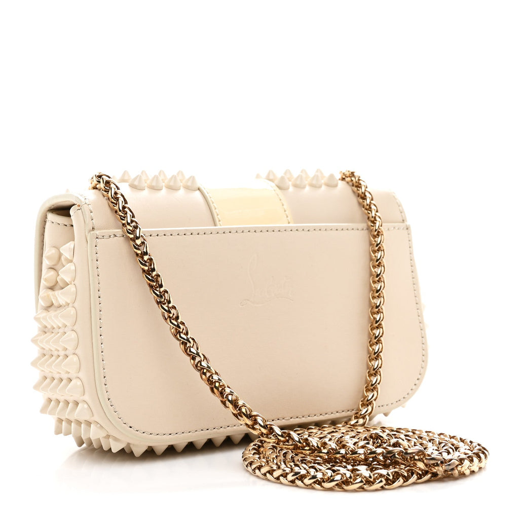 Calfskin Spikes Sweety Charity Shoulder Bag Beige