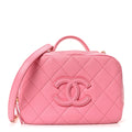 Caviar Quilted CC Small Top Handle Vanity Case Pink