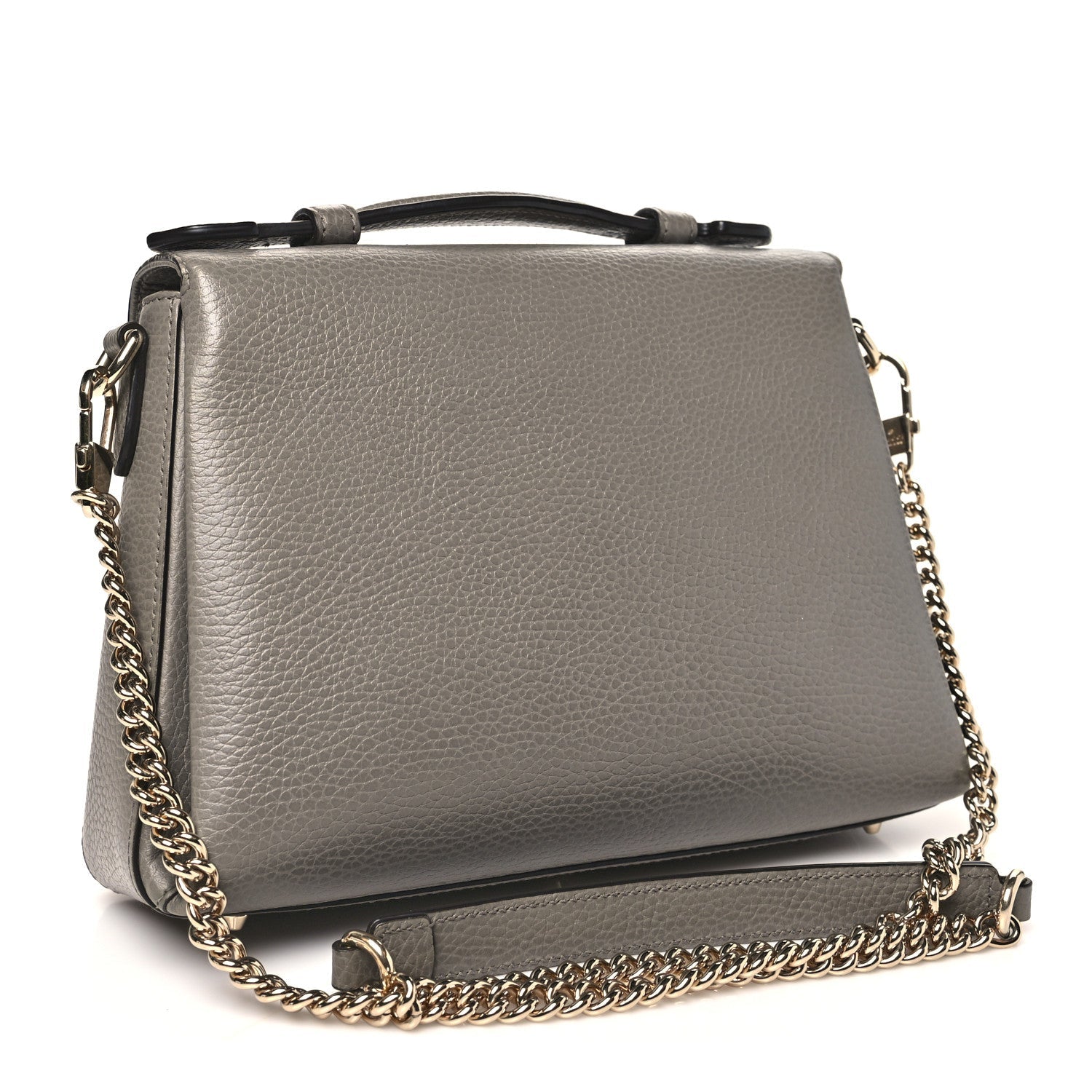 Dollar Calfskin Interlocking G Top Handle Shoulder Bag Loess