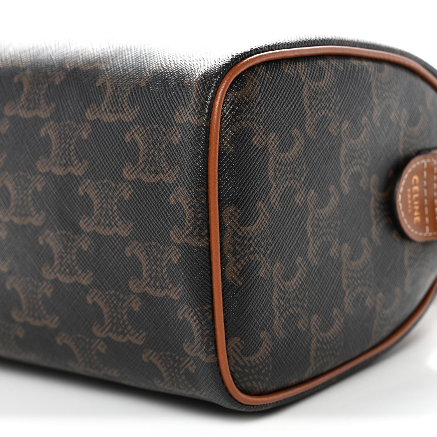 Triomphe Canvas Calfskin Small Boston Bag Tan
