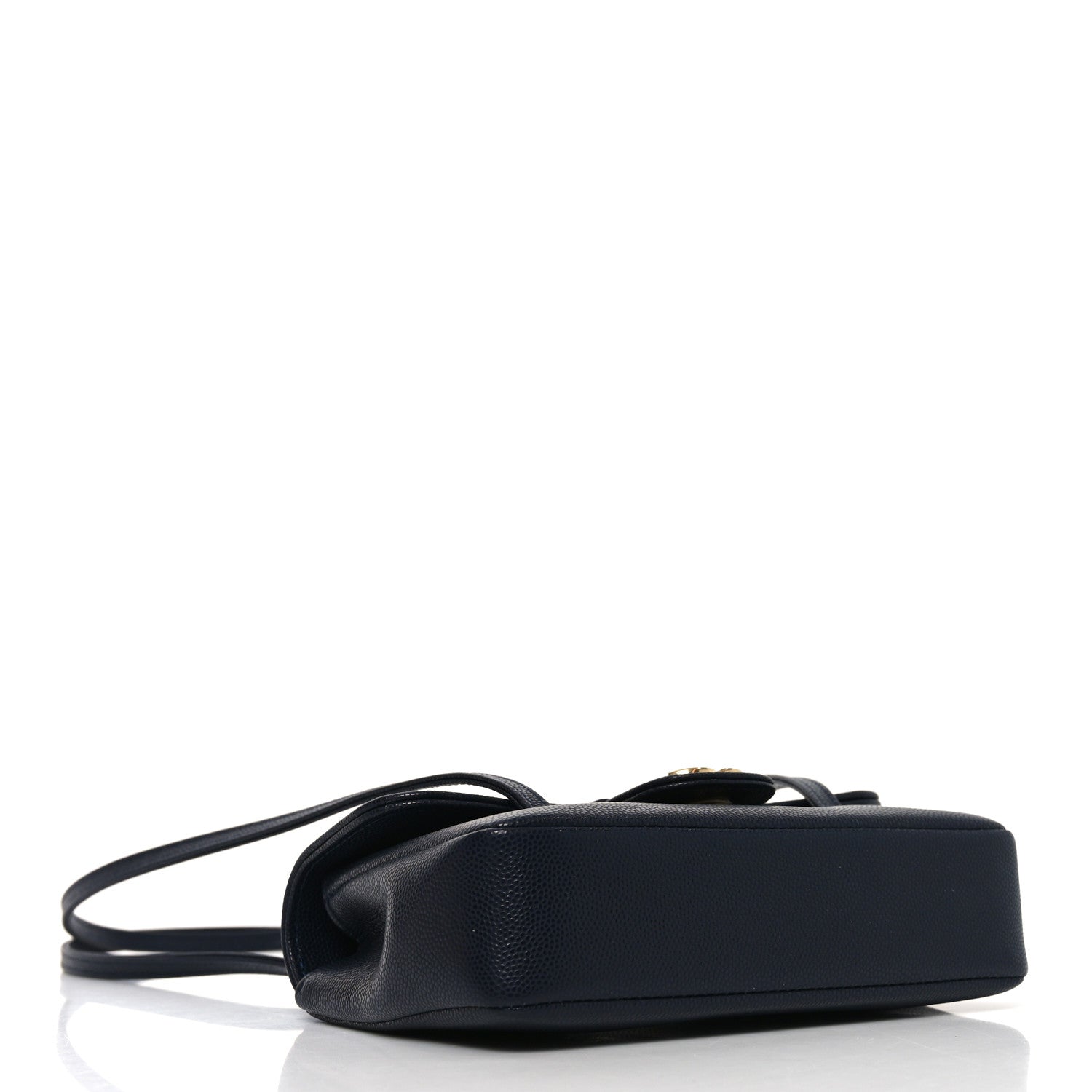 Shiny Caviar Mini Preppy Coco Shoulder Bag Dark Blue