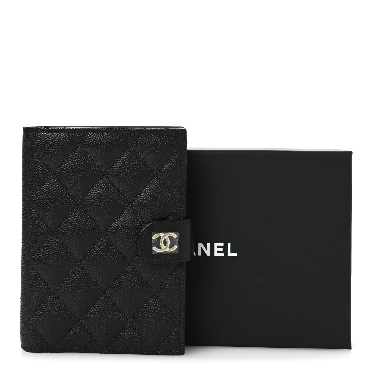 Caviar Quilted Passport Holder Black
