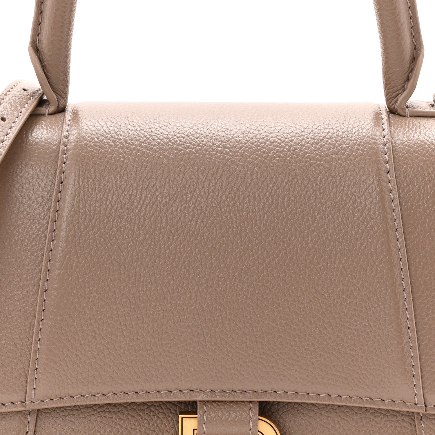 Grained Calfskin Small Hourglass Top Handle Bag Mink Grey