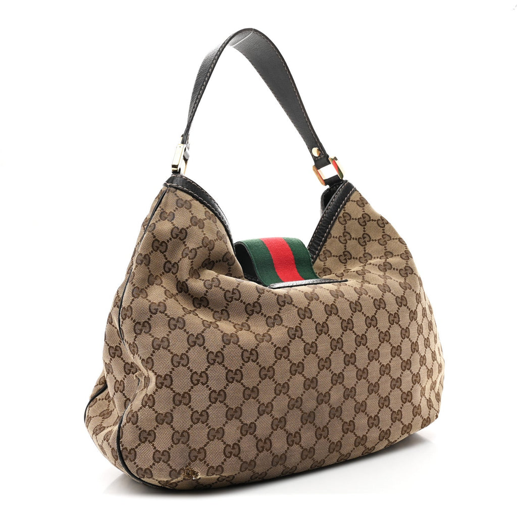 Monogram Large New Ladies Web Hobo Dark Brown