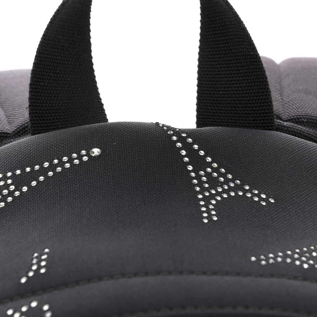 Canvas Crystal Embellished Eiffel Tower Explorer Backpack S Black
