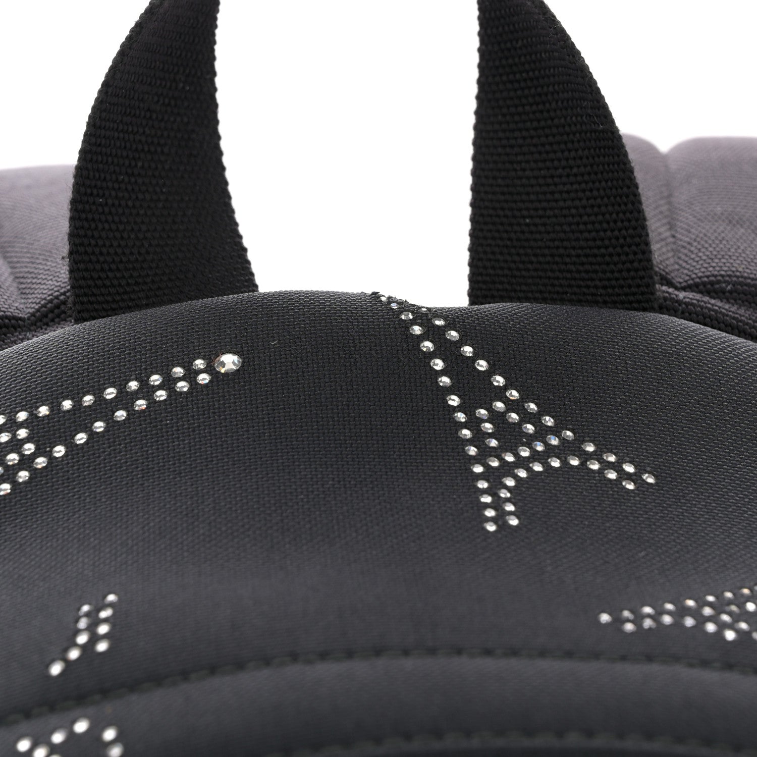 Canvas Crystal Embellished Eiffel Tower Explorer Backpack S Black